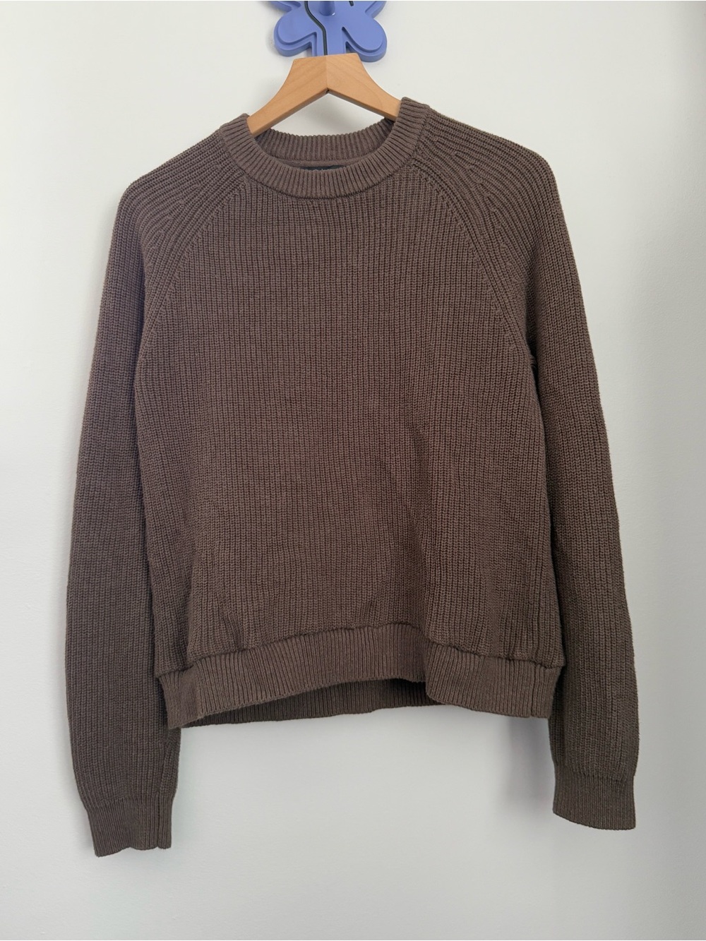 Quince Small Organic Cotton Fisherman Crew Sweater Heather Brown Fall Comfy